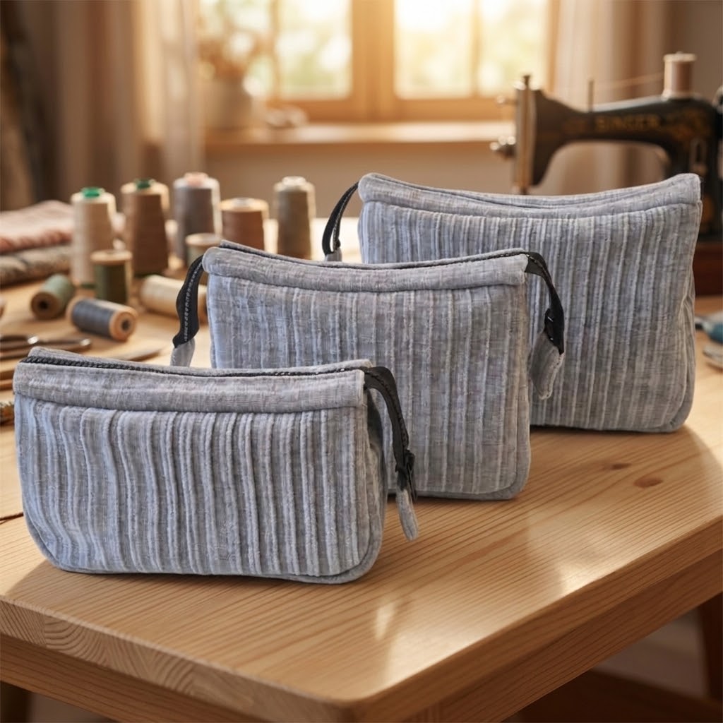Handgemachte Velours-Kosmetiktaschen (3er-Set)